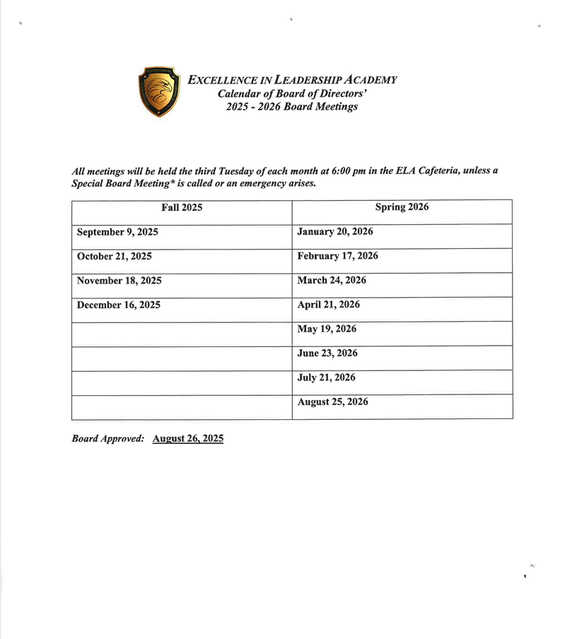 School Board Meeting Schedule 2024-2025